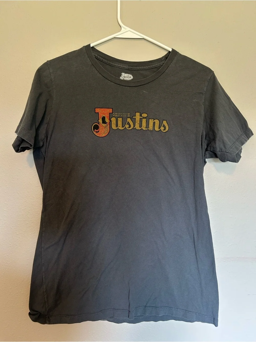 Justin Boots Black Tee with Retro Logo